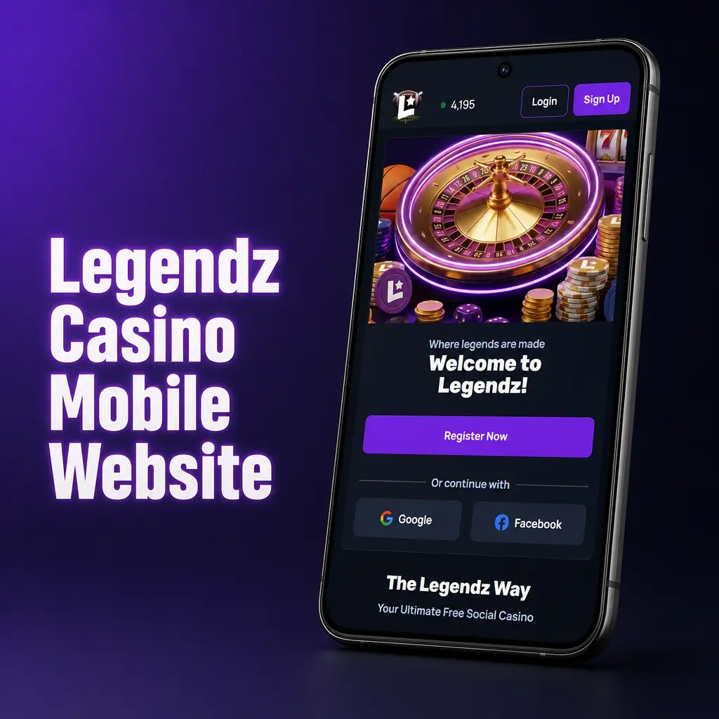 Legendz Casino mobile website displayed on a smartphone